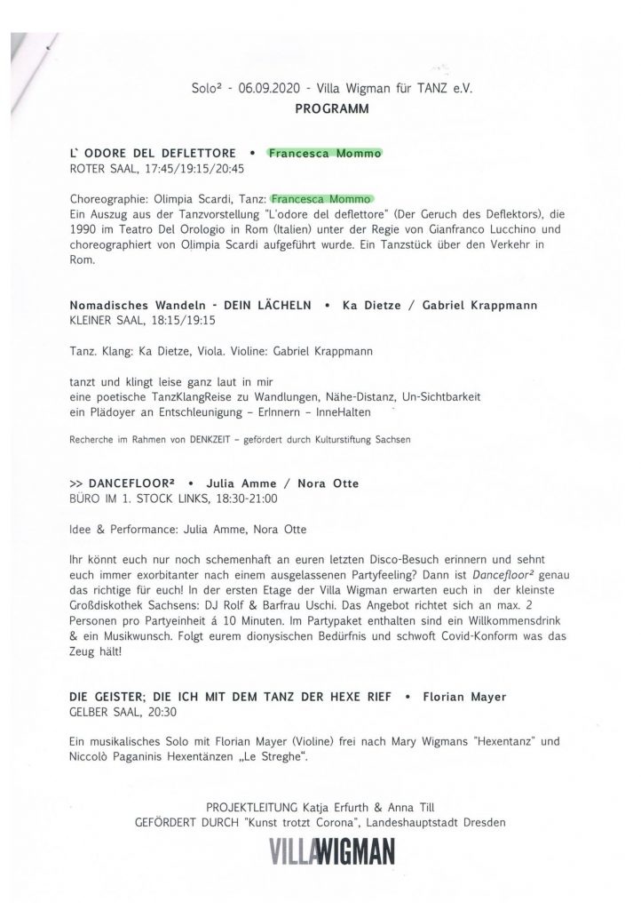 SOLO2, VILLA WIGMAN für TANZ e.V., 2020